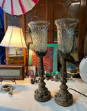 Pair of Brass and Glass Detailed Lamps