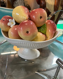 Vintage Ceramic Fruit Bowl With Peaches