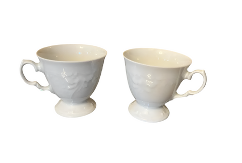 Pair of White Ceramic Petite Mugs