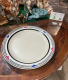 1980s Stoneware Plate With Blue and Pink Accents