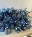 (Rentable Only) Collection of Blue Glass Miniature Vases for Party, Wedding, Photo Shoots- Set of 66