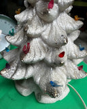 1970s White Light-Up Christmas Tree With Wind-Up Music Box (Rudolph the Red Nosed Reindeer)