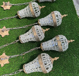 Vintage Gold Metal and Crystal Collection of Baby Pendant Lights- Set of 9
