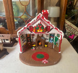Large Ceramic Colorful Santa's Workshop Christmas Piece