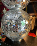 Oversized Disco Ball Snowman Sculpture, Slight Condition Issue