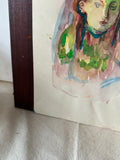1970s Colorful Abstract Watercolor Painting of a Woman