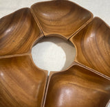 Collection of Wooden Carved Bowls in a Flower Style