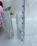 Pair of Etched Glass Tall Skinny Vases