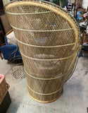 Petite Vintage Wicker Peacock Chair and Cushion
