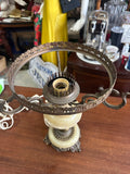 Vintage 1970s Brass and Marble Hurricane Lamp