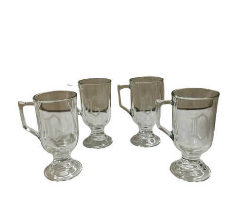 1970s Collection of "G" Monogrammed Glasses With Handles- Set of 4