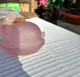 Pink Frosted Glass Bunny Dish