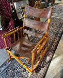 Wooden and Leather Handmade Rocking Chair With Costa Rica Birds Design