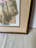 Antique Framed Signed Print of Pink Flower