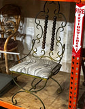 Iron Giacometti Style Metal Chair With Wooden Abacus Details