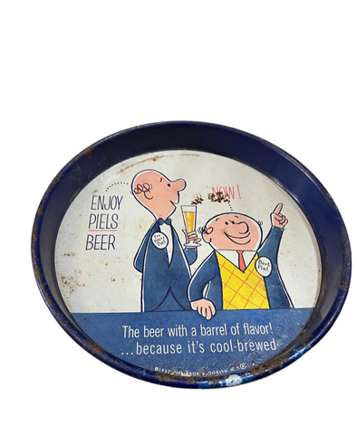 Vintage Blue Round Piels Beer Tray