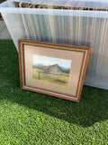 Vintage Framed Landscape Painting of a House