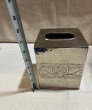 Vintage Etched Mirrored Silver Tissue Box Cover