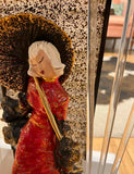 Chinoiserie Lucite Ceramic Red Lady Lamp
