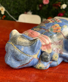 Ceramic Blue Hand Painted Decorative Cat