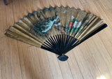 Large Vintage Mid-Century Chinoiserie Peacock Fan