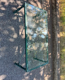 Brutalist Faux Verdigri Green Metal Glass Coffee Table