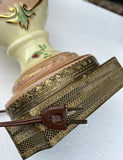 Creamed Colored Ceramic Lamp With Rose Details
