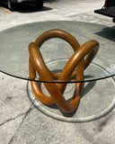 Wooden Knot Dining Table With Glass Top