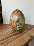 Asian Oversized Ceramic Hand Painted Egg- Condition Issues