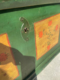 Late 19th Century Pennsylvania Dutch Forrest Green and Natural Wood Hope Chest