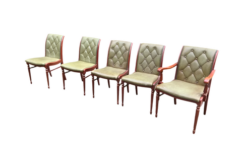 Tufted Green Chairs- Collection of 5 With a Kings Chair Included