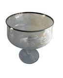 Dorothy Draper Chrome Rim Etched Champagne Glass