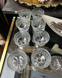 1970s Mid Century Modern Collection of Crystal Detailed Glasses- Set of 8