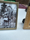 Pair of Small Gold Picture Frames With Family Photo Prints