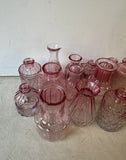 Instant Collection of Pink Glass Miniature Vases- Set of 13