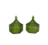 Green Pair of Vanity Bowls With Lids
