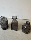 Instant Collection of Charcoal Colored Glass Miniature Vases- Set of 3