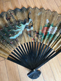Large Vintage Mid-Century Chinoiserie Peacock Fan