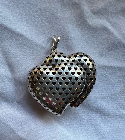 Sterling Pierced Pair of Hearts Pendant