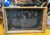 Vintage Needlepoint Golf Wooden Tray