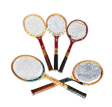 Collection of Vintage Miscellaneous Wooden Tennis Rackets With Red Accents