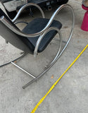Chrome and Black Leather Vintage Modern Style Rocking Chair