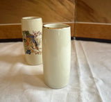 Pair of Miniature Vintage Skinny Asian Style Vases With Floral Accents
