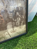 Framed Black and White Print of Musical Gathering