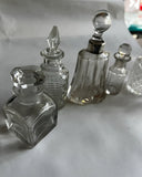 Vintage Collection of Miniature Glass Perfume Bottles With Silver Accents- Set of 6