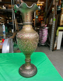 Large Brass Hand Painted Design Vase