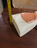 Small Ceramic Pink and White Figurine of Woman in Apron