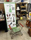 Industrial Green Metal Vanity Stool