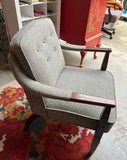 Mid-Century Wooden Chair With Gray Cushioning