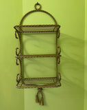 Twisted Metal Brass Mini Hanging Wall Shelf With Tassel Accents